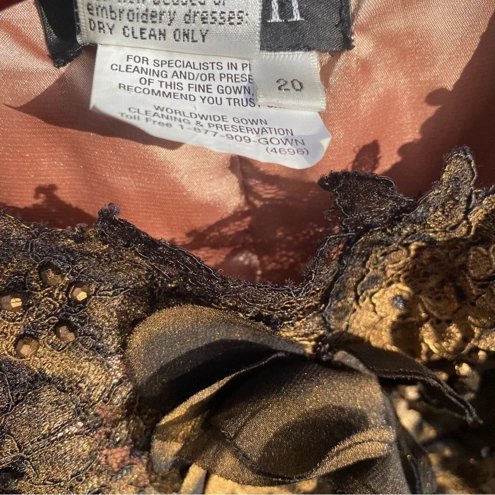 Jovani 100% Silk Gold & Black Ombré Beaded Dress Size Extra Large XL - Picture 13 of 13